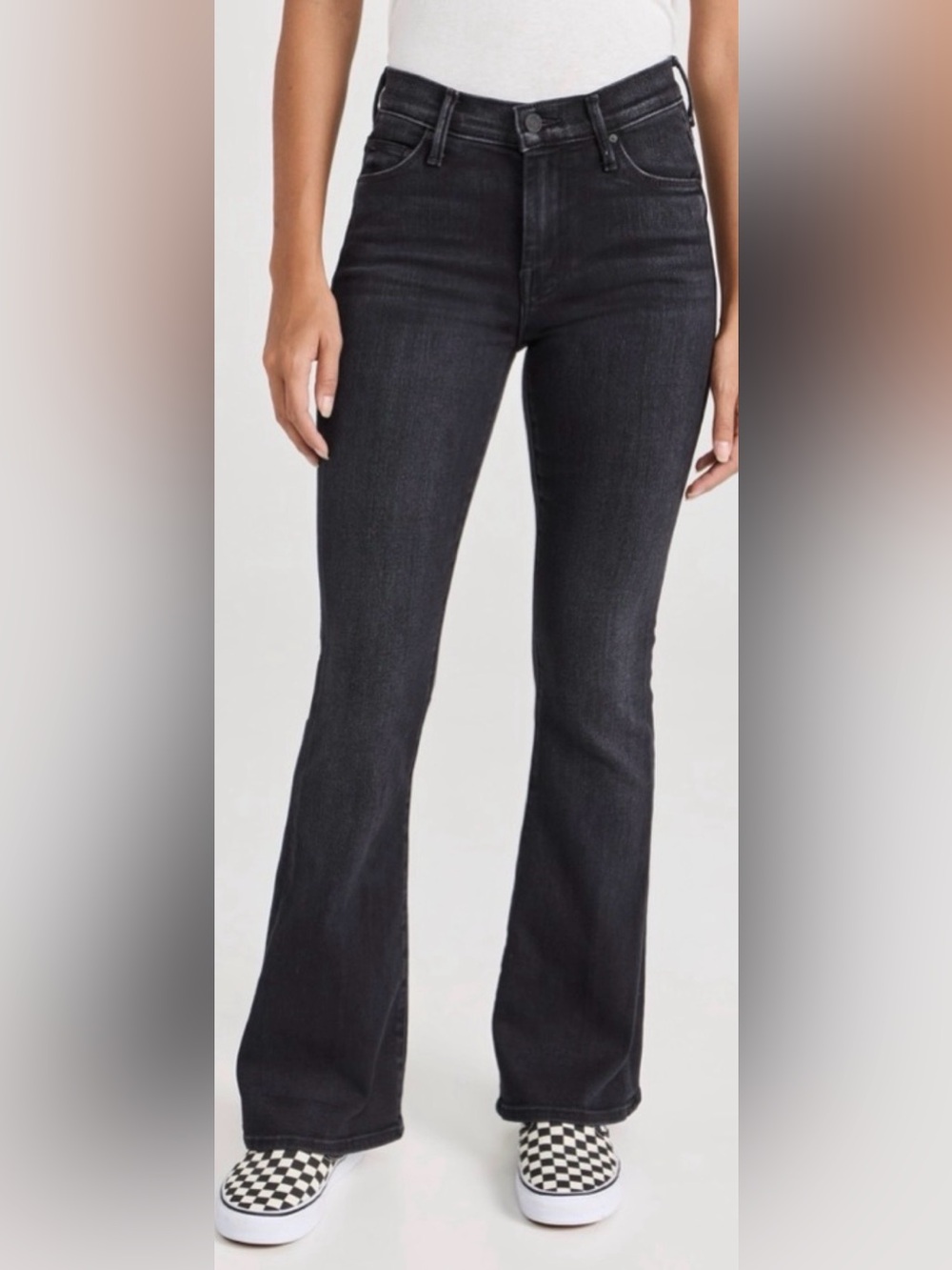 MOTHER The Weekender Deep End  Black Flare Jeans Black Size 27